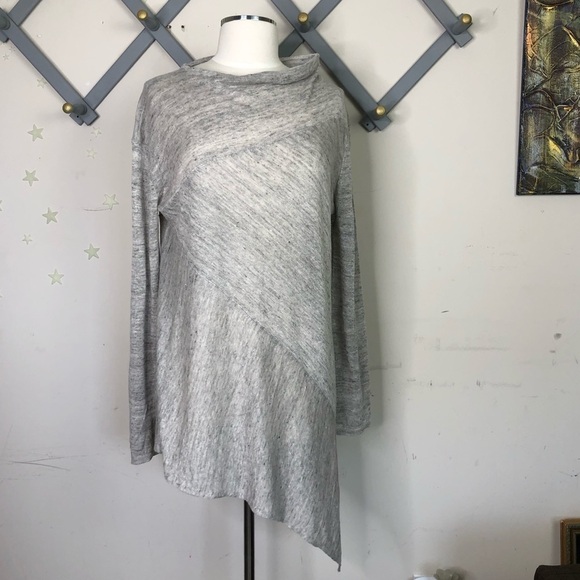 INHABIT asymmetrical grey linen lightweight sweater - Picture 4 of 13